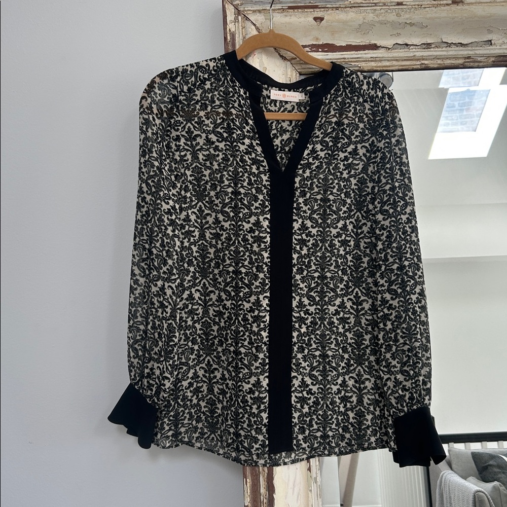 Tory Burch Monochrome Floral Blouse